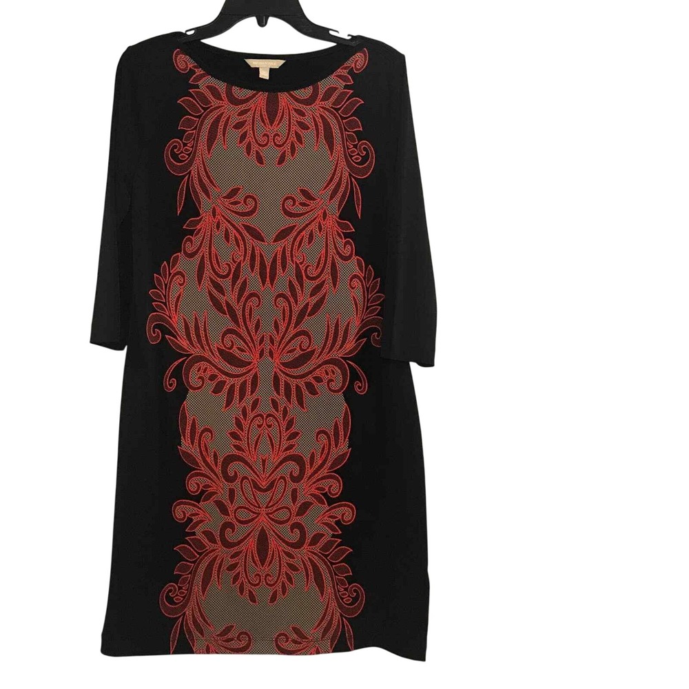 Banana Republic‎ Black Dress with Orange/Red Design Size M
